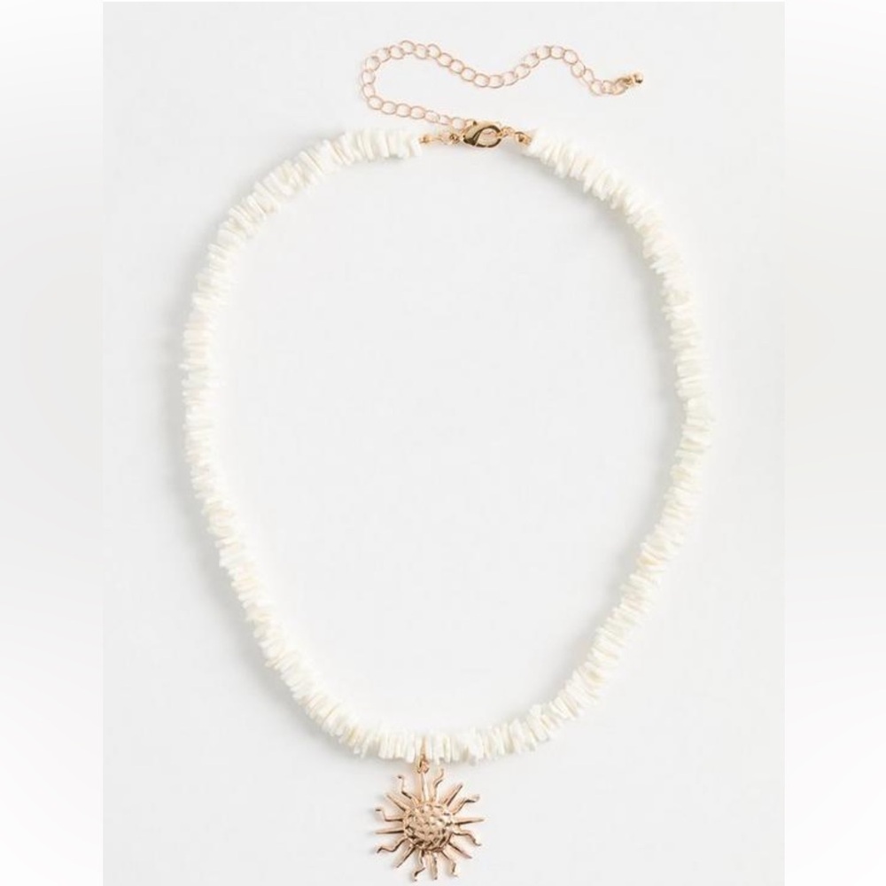 Torrid Gold Sun Pendant Necklace with Cream Beads
